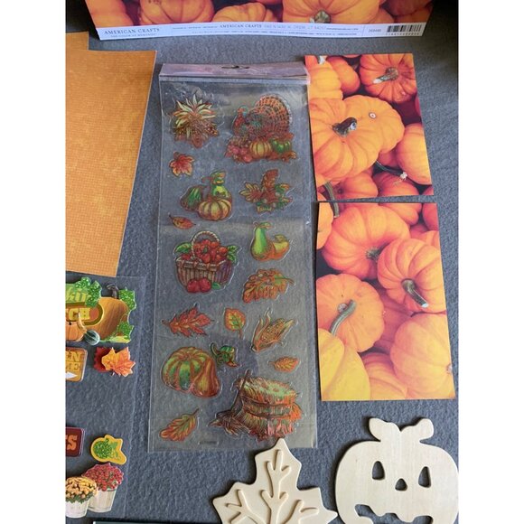 Fall & Halloween Scrapbooking Kit - Stickers Cutouts Patterned Paper & Embellish - Picture 5 of 13